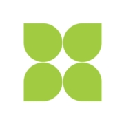 Green geometric leaf pattern on white background