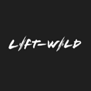 Bold white Lift Wild logo on black background