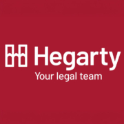 Hegarty legal team logo on red background