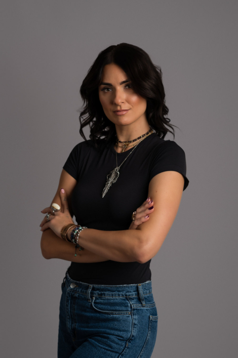 Woman in casual attire with jewellery accessories