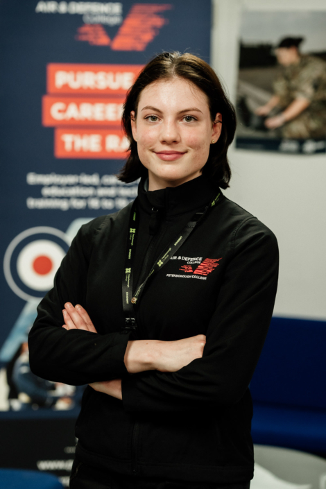 Young professional woman at career fair event